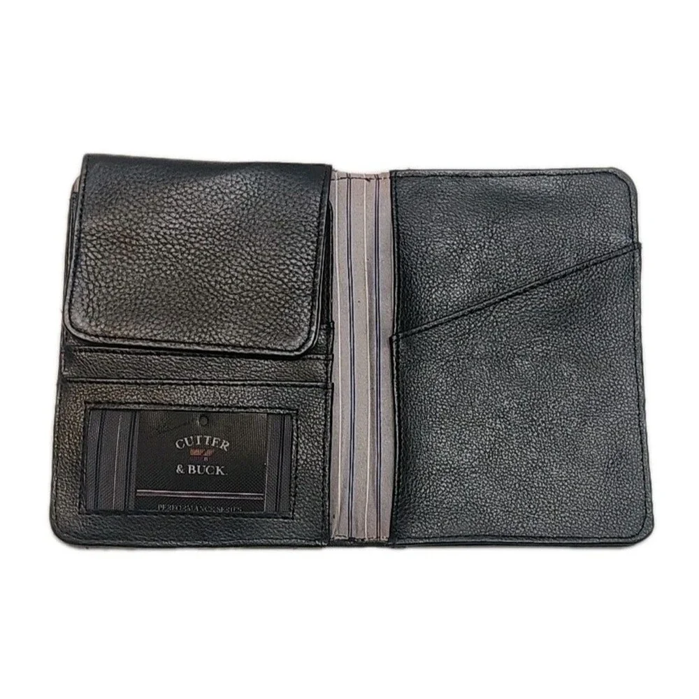 Cutter & Buck Passport Wallet Organizer Religious Cross Black Leather  6